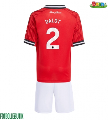 Manchester United Diogo Dalot #2 Hemmaställ Barn 2025-26 Kortärmad (+ Korta byxor)